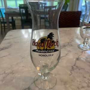 Hard Rock Cafe Hurricane Cocktail Drinking Glass Honolulu 9”- 22 Oz EUC